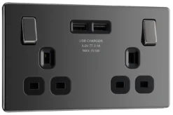 GoodHome Black Nickel Double 13A Screwless Switched Socket With USB X2 3.1A & Black Inserts -Master Yale Shop goodhome black nickel double 13a screwless switched socket with usb x2 3 1a black inserts5059340134284 03c scaled