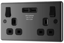 GoodHome Black Nickel Double 13A Switched Socket With USB X2 3.1A & Black Inserts -Master Yale Shop goodhome black nickel double 13a switched socket with usb x2 3 1a black inserts5059340135564 03c bq scaled