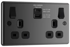 GoodHome Black Nickel Double 13A Switched Socket With USB X2 4.2A & Black Inserts -Master Yale Shop goodhome black nickel double 13a switched socket with usb x2 4 2a black inserts5059340136141 03c scaled