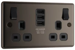 GoodHome Black Nickel Double 13A Switched Socket With USB X3 & Black Inserts 8 GoodHome Black Nickel Double 13A Switched Socket With USB X3 & Black Inserts -Master Yale Shop goodhome black nickel double 13a switched socket with usb x3 black inserts5059340135571 03c scaled