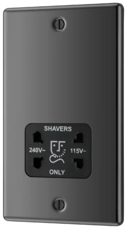 GoodHome Black Nickel Double Screwed Shaver Socket