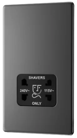 GoodHome Black Nickel Double Screwless Shaver Socket