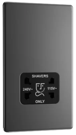 GoodHome Black Nickel Double Screwless Shaver Socket -Master Yale Shop goodhome black nickel double screwless shaver socket5059340134246 03c scaled