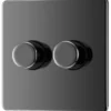 GoodHome Black Nickel Flat Profile Double 2 Way 400W Screwless Dimmer Switch