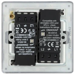 GoodHome Black Nickel Flat Profile Double 2 Way 400W Screwless Dimmer Switch -Master Yale Shop goodhome black nickel flat profile double 2 way 400w screwless dimmer switch5059340133843 04c scaled