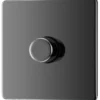 GoodHome Black Nickel Flat Profile Single 2 Way 400W Screwless Dimmer Switch