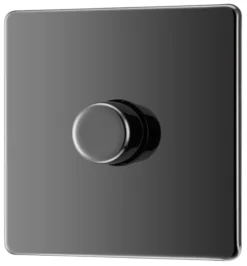 GoodHome Black Nickel Flat Profile Single 2 Way 400W Screwless Dimmer Switch