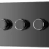 GoodHome Black Nickel Flat Profile Triple 2 Way 400W Screwless Dimmer Switch