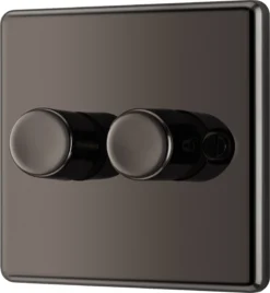 GoodHome Black Nickel Raised Rounded Profile Double 2 Way 400W Dimmer Switch