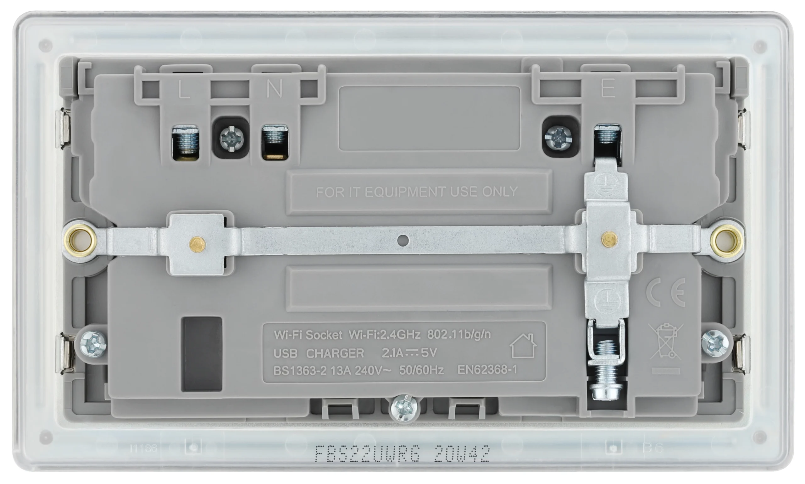 GoodHome Brushed Steel 13A Flat Switched Double Screwless WiFi Extender Socket With USB 4 GoodHome Brushed Steel 13A Flat Switched Double Screwless WiFi Extender Socket With USB - Image 4