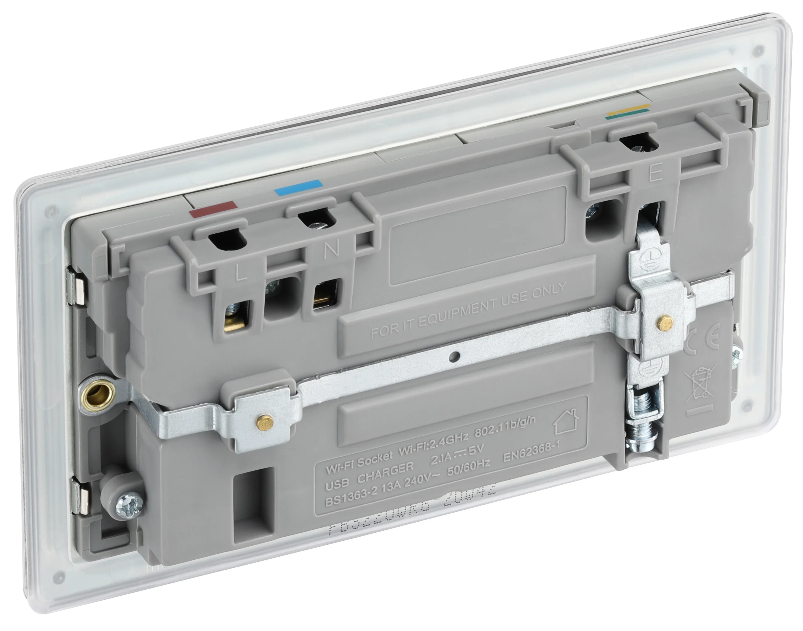 GoodHome Brushed Steel 13A Flat Switched Double Screwless WiFi Extender Socket With USB 6 GoodHome Brushed Steel 13A Flat Switched Double Screwless WiFi Extender Socket With USB - Image 6
