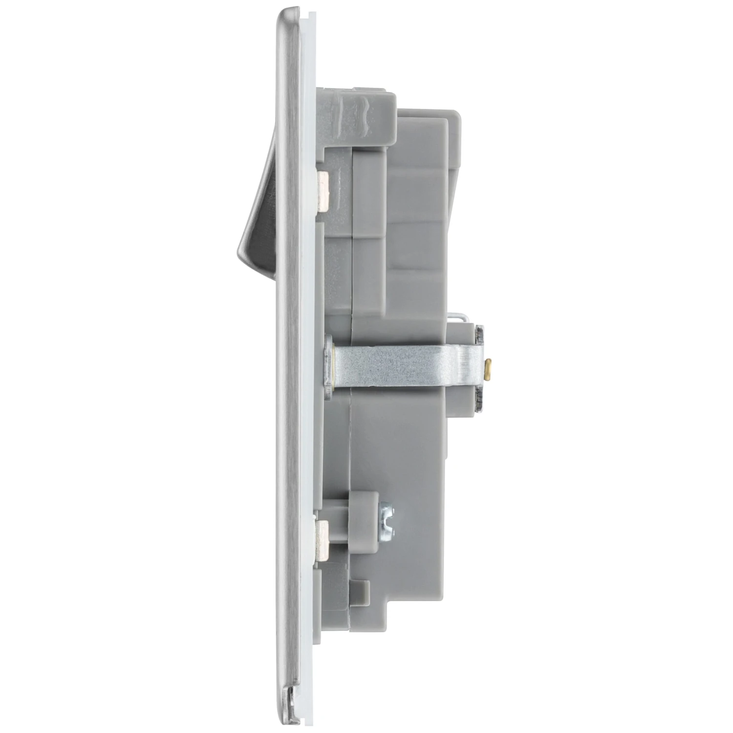 GoodHome Brushed Steel Double 13A Screwless Switched Socket With USB X2 3.1A & Grey Inserts 5 GoodHome Brushed Steel Double 13A Screwless Switched Socket With USB X2 3.1A & Grey Inserts - Image 5