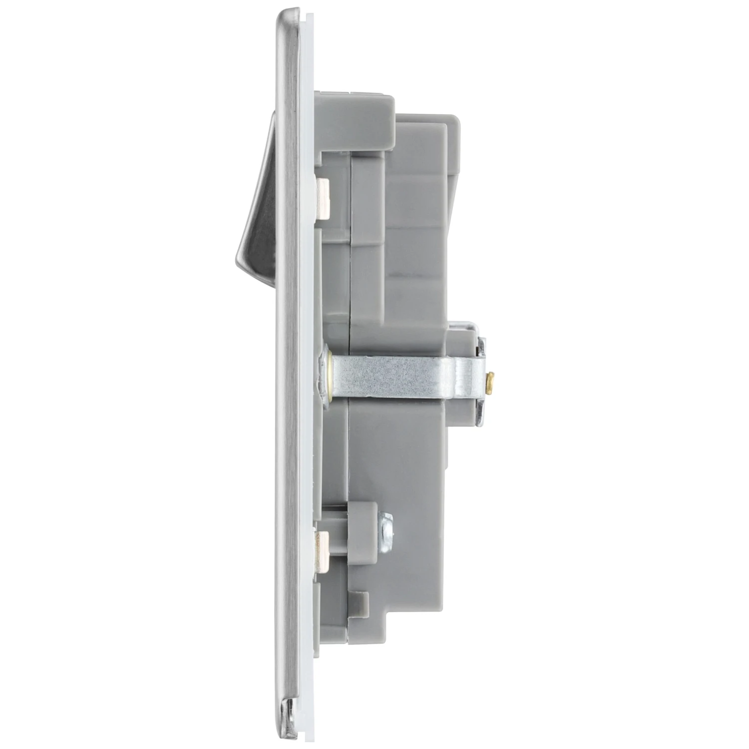 GoodHome Brushed Steel Double 13A Screwless Switched Socket With USB X2 4.2A & Grey Inserts 5 GoodHome Brushed Steel Double 13A Screwless Switched Socket With USB X2 4.2A & Grey Inserts - Image 5