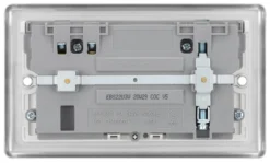 GoodHome Brushed Steel Double 13A Switched Socket With USB X2 3.1A & White Inserts -Master Yale Shop goodhome brushed steel double 13a switched socket with usb x2 3 1a white inserts5059340132594 04c scaled