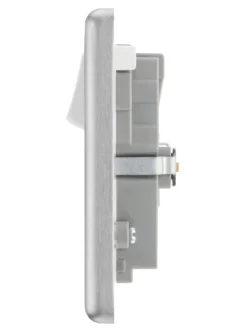 GoodHome Brushed Steel Double 13A Switched Socket With USB X2 3.1A & White Inserts -Master Yale Shop goodhome brushed steel double 13a switched socket with usb x2 3 1a white inserts5059340132594 05c scaled