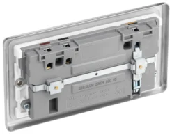 GoodHome Brushed Steel Double 13A Switched Socket With USB X2 3.1A & White Inserts -Master Yale Shop goodhome brushed steel double 13a switched socket with usb x2 3 1a white inserts5059340132594 21c scaled