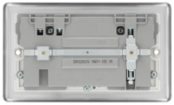 GoodHome Brushed Steel Double 13A Switched Socket With USB X3 & White Inserts -Master Yale Shop goodhome brushed steel double 13a switched socket with usb x3 white inserts5059340132686 04c scaled