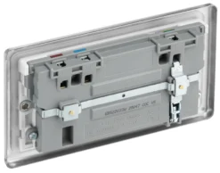 GoodHome Brushed Steel Double 13A Switched Socket With USB X3 & White Inserts -Master Yale Shop goodhome brushed steel double 13a switched socket with usb x3 white inserts5059340132686 21c scaled