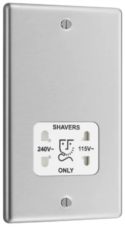 GoodHome Brushed Steel Double Screwed Shaver Socket -Master Yale Shop goodhome brushed steel double screwed shaver socket5059340132518 03c scaled