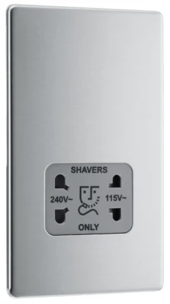 GoodHome Brushed Steel Double Screwless Shaver Socket -Master Yale Shop goodhome brushed steel double screwless shaver socket5059340132211 03c scaled