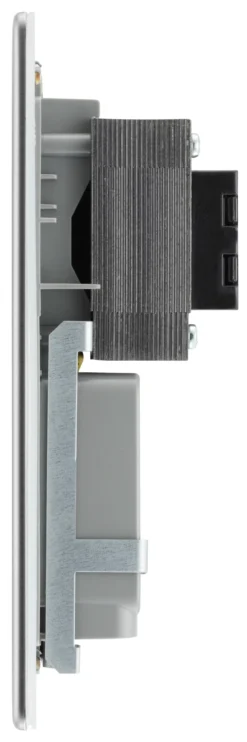 GoodHome Brushed Steel Double Screwless Shaver Socket -Master Yale Shop goodhome brushed steel double screwless shaver socket5059340132211 05c scaled