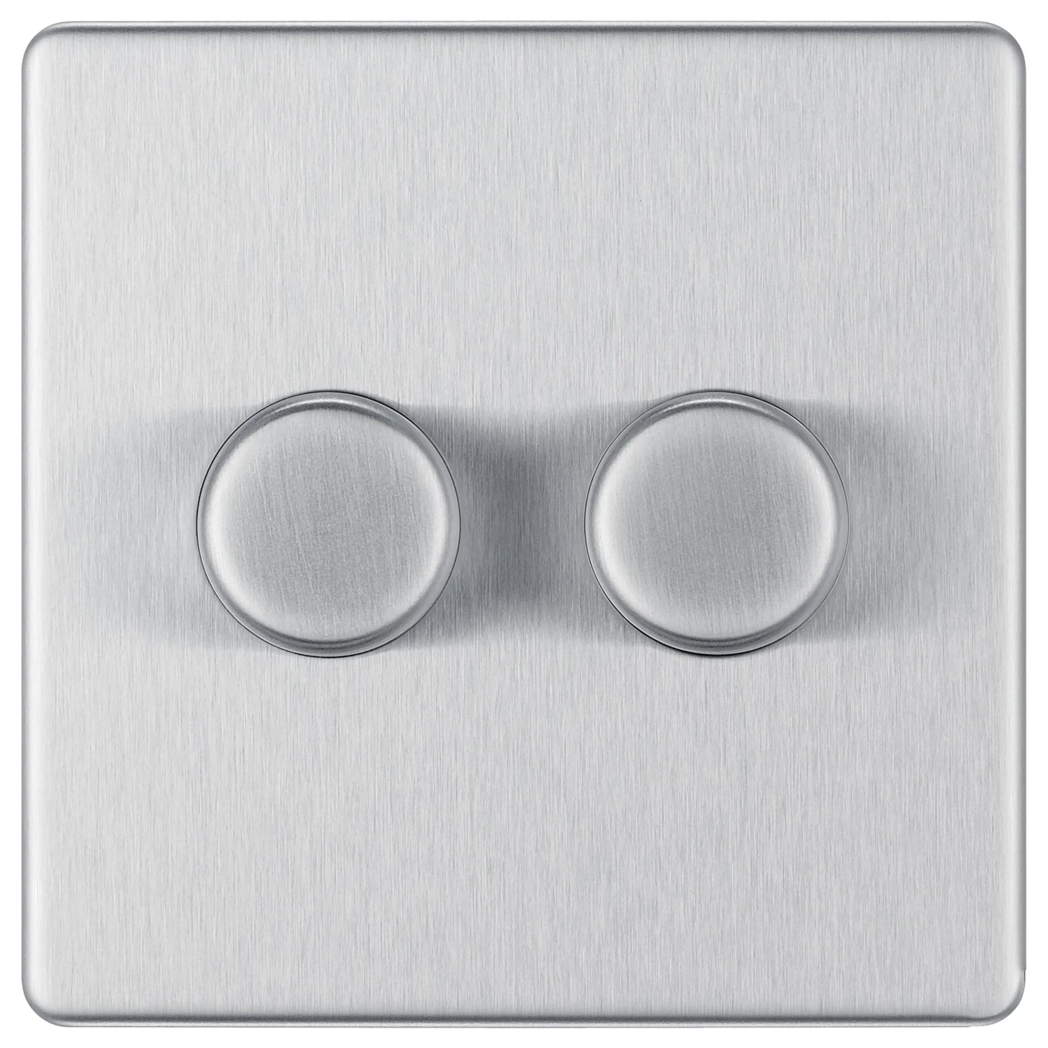 GoodHome Brushed Steel Flat Profile Double 2 Way 400W Screwless Dimmer Switch 2 GoodHome Brushed Steel Flat Profile Double 2 Way 400W Screwless Dimmer Switch - Image 2