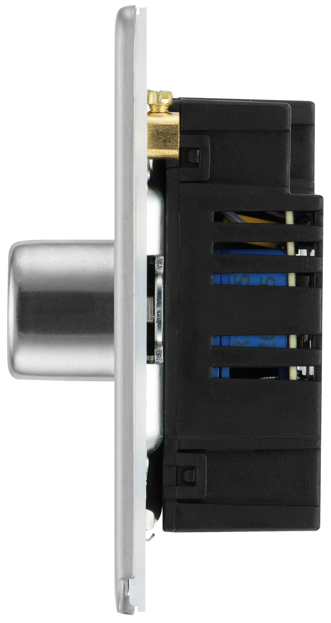 GoodHome Brushed Steel Flat Profile Double 2 Way 400W Screwless Dimmer Switch 5 GoodHome Brushed Steel Flat Profile Double 2 Way 400W Screwless Dimmer Switch - Image 5