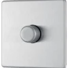 GoodHome Brushed Steel Flat Profile Single 2 Way 400W Screwless Dimmer Switch