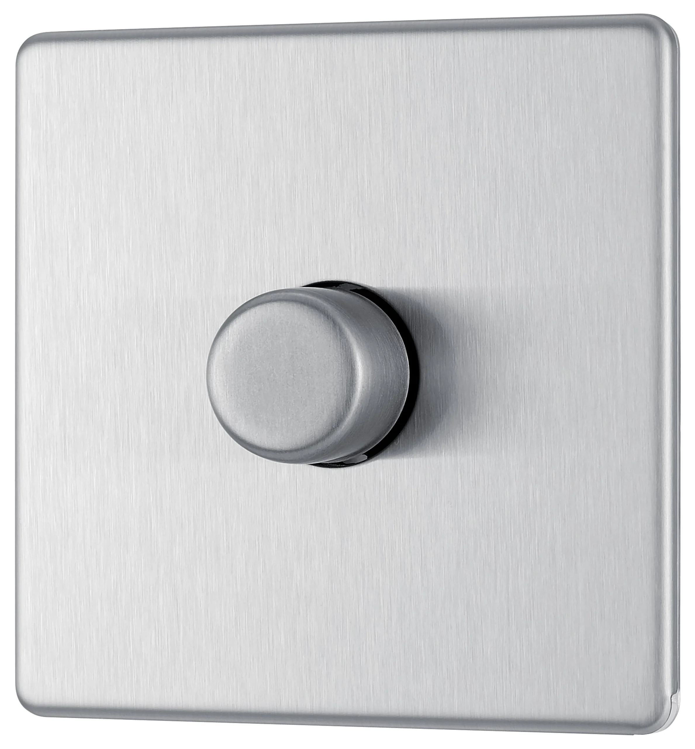 GoodHome Brushed Steel Flat Profile Single 2 Way 400W Screwless Dimmer Switch 1 GoodHome Brushed Steel Flat Profile Single 2 Way 400W Screwless Dimmer Switch