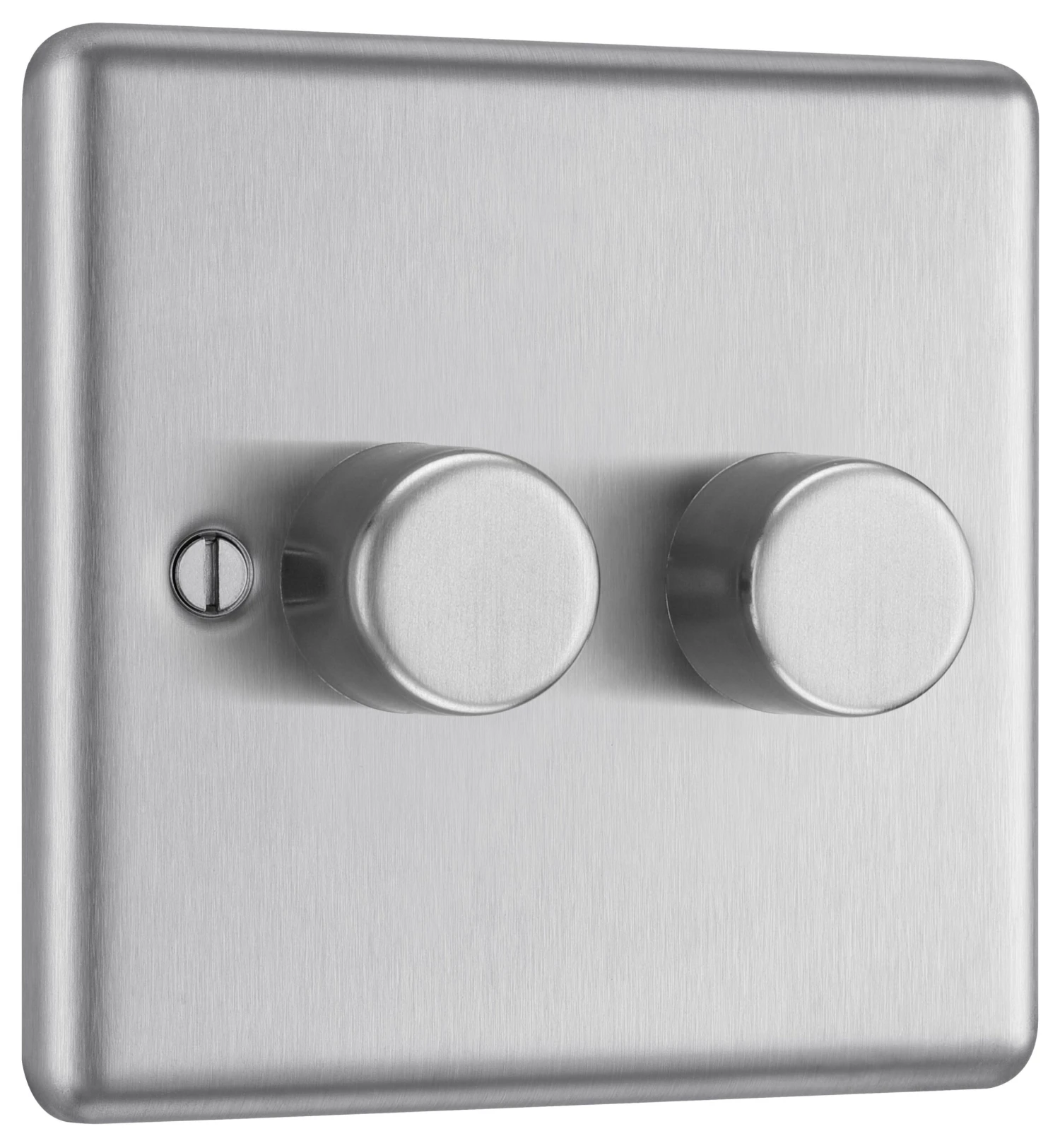GoodHome Brushed Steel Raised Rounded Profile Double 2 Way 400W Dimmer Switch 3 GoodHome Brushed Steel Raised Rounded Profile Double 2 Way 400W Dimmer Switch - Image 3