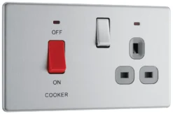 GoodHome Brushed Steel Screwless Cooker Switch & Socket With Neon & Grey Inserts -Master Yale Shop goodhome brushed steel screwless cooker switch socket with neon grey inserts5059340132174 03c scaled