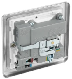 GoodHome Brushed Steel Single 13A Switched Socket With USB X2 & White Inserts -Master Yale Shop goodhome brushed steel single 13a switched socket with usb x2 white inserts5059340132341 21c scaled