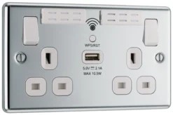 GoodHome Chrome 13A Raised Rounded Switched Double WiFi Extender Socket With USB 8 GoodHome Chrome 13A Raised Rounded Switched Double WiFi Extender Socket With USB -Master Yale Shop goodhome chrome 13a raised rounded switched double wifi extender socket with usb5059340136110 03c scaled