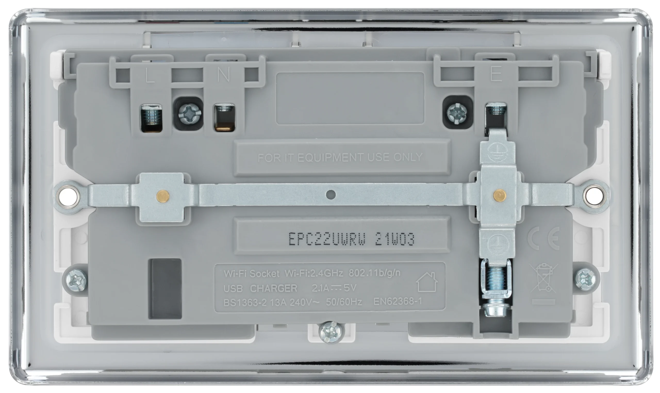GoodHome Chrome 13A Raised Rounded Switched Double WiFi Extender Socket With USB 4 GoodHome Chrome 13A Raised Rounded Switched Double WiFi Extender Socket With USB - Image 4