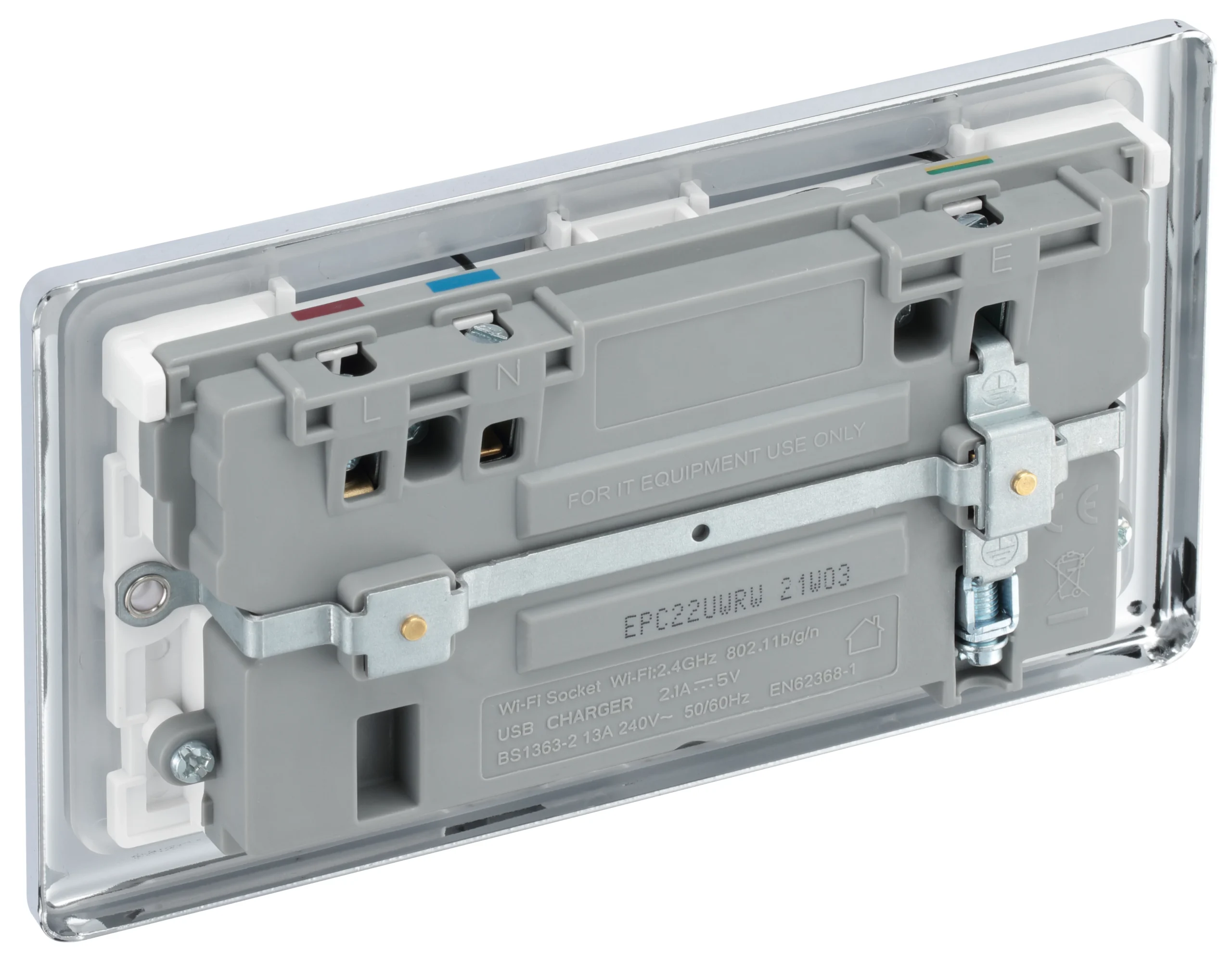 GoodHome Chrome 13A Raised Rounded Switched Double WiFi Extender Socket With USB 6 GoodHome Chrome 13A Raised Rounded Switched Double WiFi Extender Socket With USB - Image 6