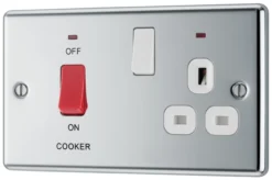 GoodHome Chrome Cooker Switch & Socket With Neon & White Inserts