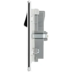 GoodHome Chrome Double 13A Screwless Switched Socket With USB X2 3.1A & White Inserts -Master Yale Shop goodhome chrome double 13a screwless switched socket with usb x2 3 1a white inserts5059340133270 05c scaled