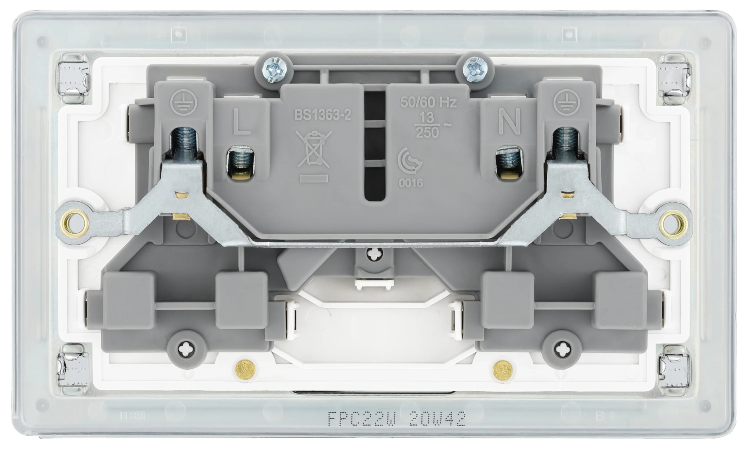 GoodHome Chrome Double 13A Socket & White Inserts, Pack Of 5 4 GoodHome Chrome Double 13A Socket & White Inserts, Pack Of 5 - Image 4