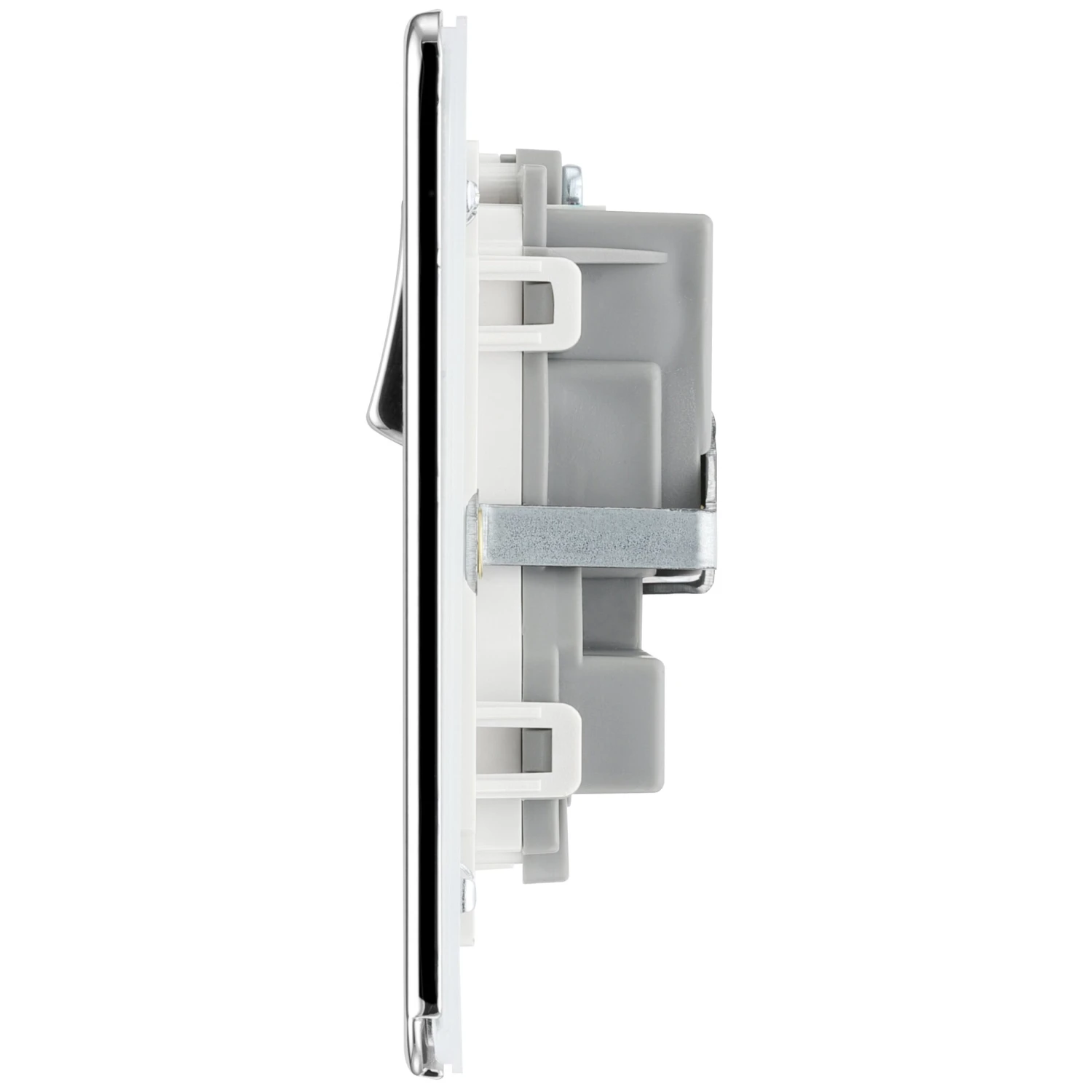 GoodHome Chrome Double 13A Socket & White Inserts, Pack Of 5 5 GoodHome Chrome Double 13A Socket & White Inserts, Pack Of 5 - Image 5