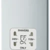 GoodHome Chrome Double Flat Screwless Shaver Socket Gloss Chrome Effect
