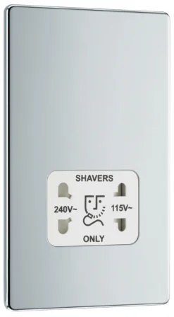 GoodHome Chrome Double Flat Screwless Shaver Socket Gloss Chrome Effect 9 GoodHome Chrome Double Flat Screwless Shaver Socket Gloss Chrome Effect -Master Yale Shop goodhome chrome double flat screwless shaver socket gloss chrome effect5059340133232 03c scaled