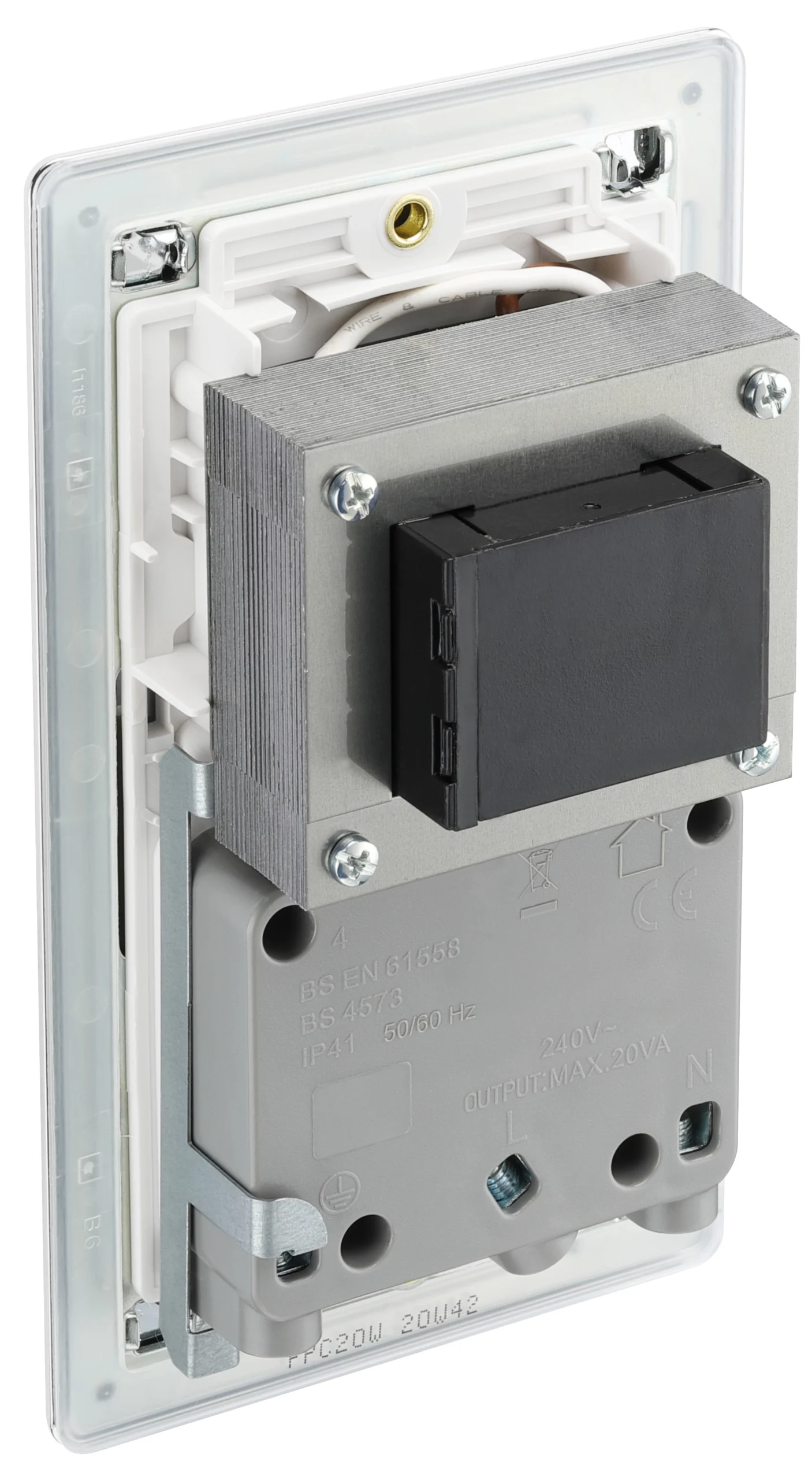 GoodHome Chrome Double Flat Screwless Shaver Socket Gloss Chrome Effect 6 GoodHome Chrome Double Flat Screwless Shaver Socket Gloss Chrome Effect - Image 6