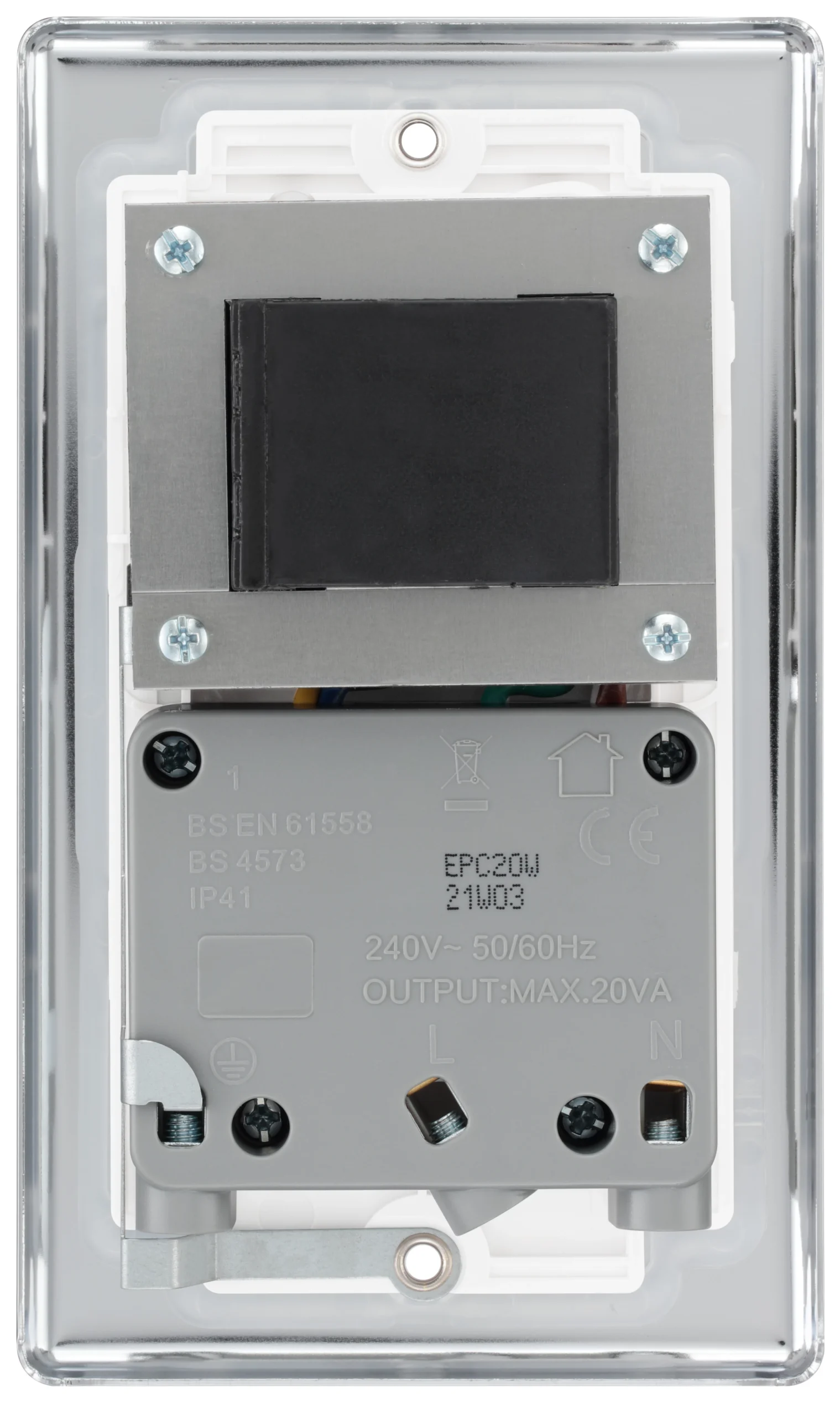 GoodHome Chrome Double Raised Rounded Screwed Shaver Socket Gloss Chrome Effect 4 GoodHome Chrome Double Raised Rounded Screwed Shaver Socket Gloss Chrome Effect - Image 4