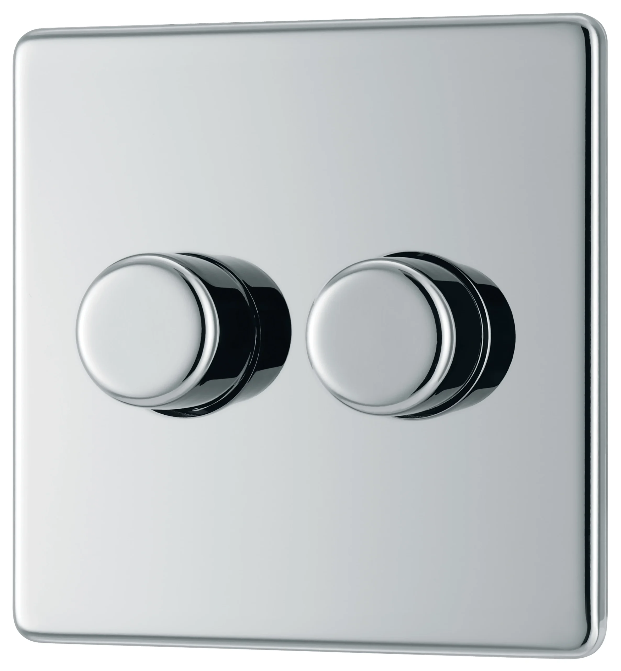 GoodHome Chrome Flat Profile Double 2 Way 400W Screwless Dimmer Switch 1 GoodHome Chrome Flat Profile Double 2 Way 400W Screwless Dimmer Switch