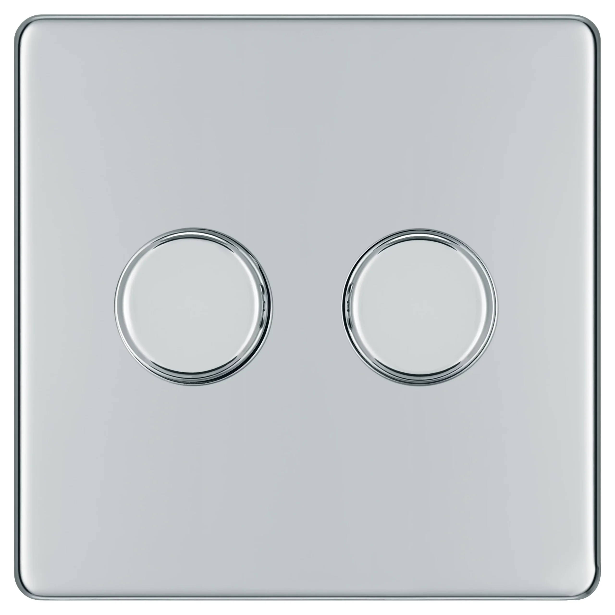 GoodHome Chrome Flat Profile Double 2 Way 400W Screwless Dimmer Switch 2 GoodHome Chrome Flat Profile Double 2 Way 400W Screwless Dimmer Switch - Image 2