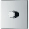 GoodHome Chrome Flat Profile Single 2 Way 400W Screwless Dimmer Switch