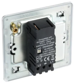 GoodHome Chrome Flat Profile Single 2 Way 400W Screwless Dimmer Switch -Master Yale Shop goodhome chrome flat profile single 2 way 400w screwless dimmer switch5059340132785 21c scaled