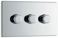 GoodHome Chrome Flat Profile Triple 2 Way 400W Screwless Dimmer Switch -Master Yale Shop goodhome chrome flat profile triple 2 way 400w screwless dimmer switch5059340132860 03c scaled