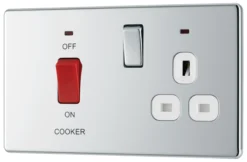 GoodHome Chrome Screwless Cooker Switch & Socket With Neon & White Inserts