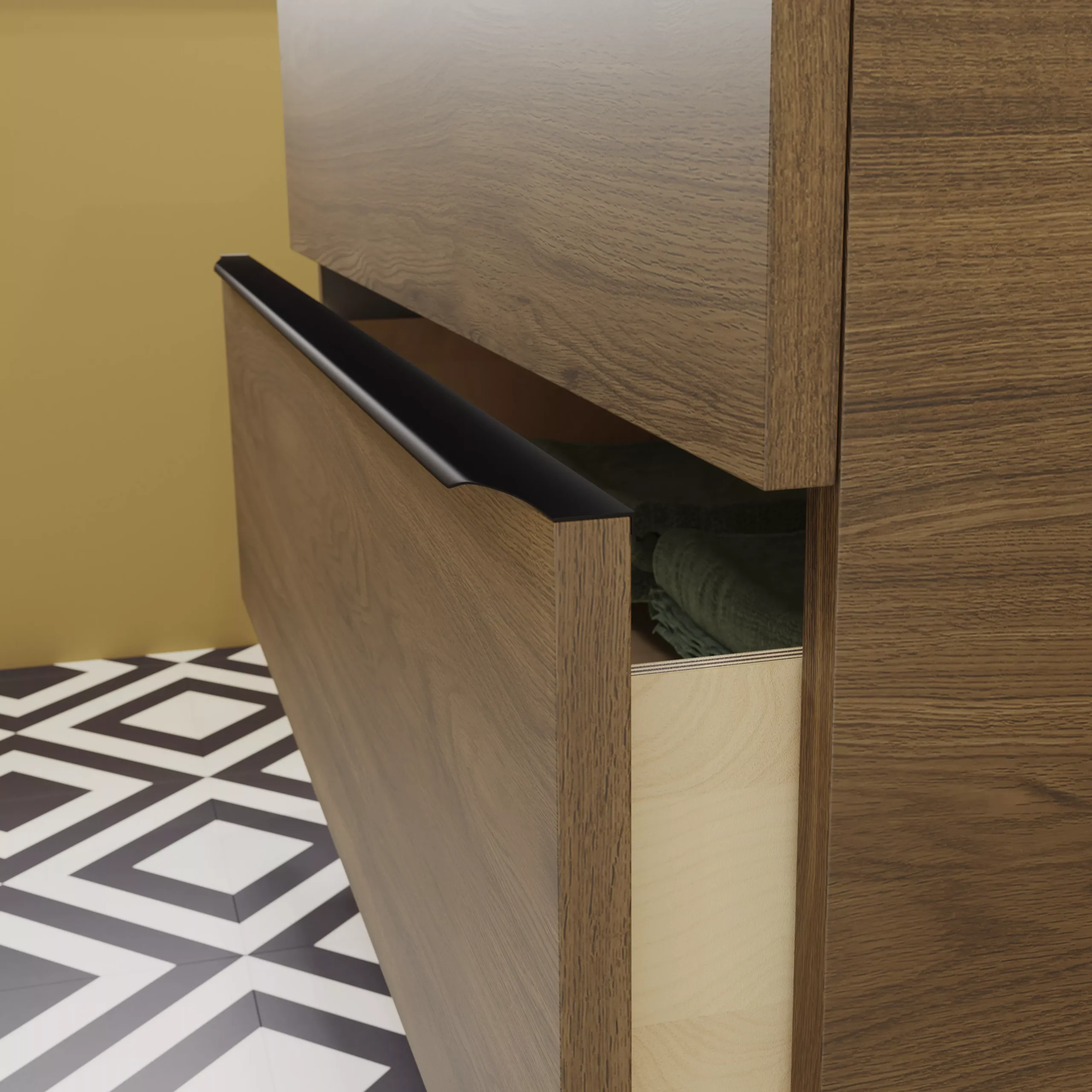 GoodHome Imandra Matt Black Bathroom Edge Handle (L)1000mm 3 GoodHome Imandra Matt Black Bathroom Edge Handle (L)1000mm - Image 3